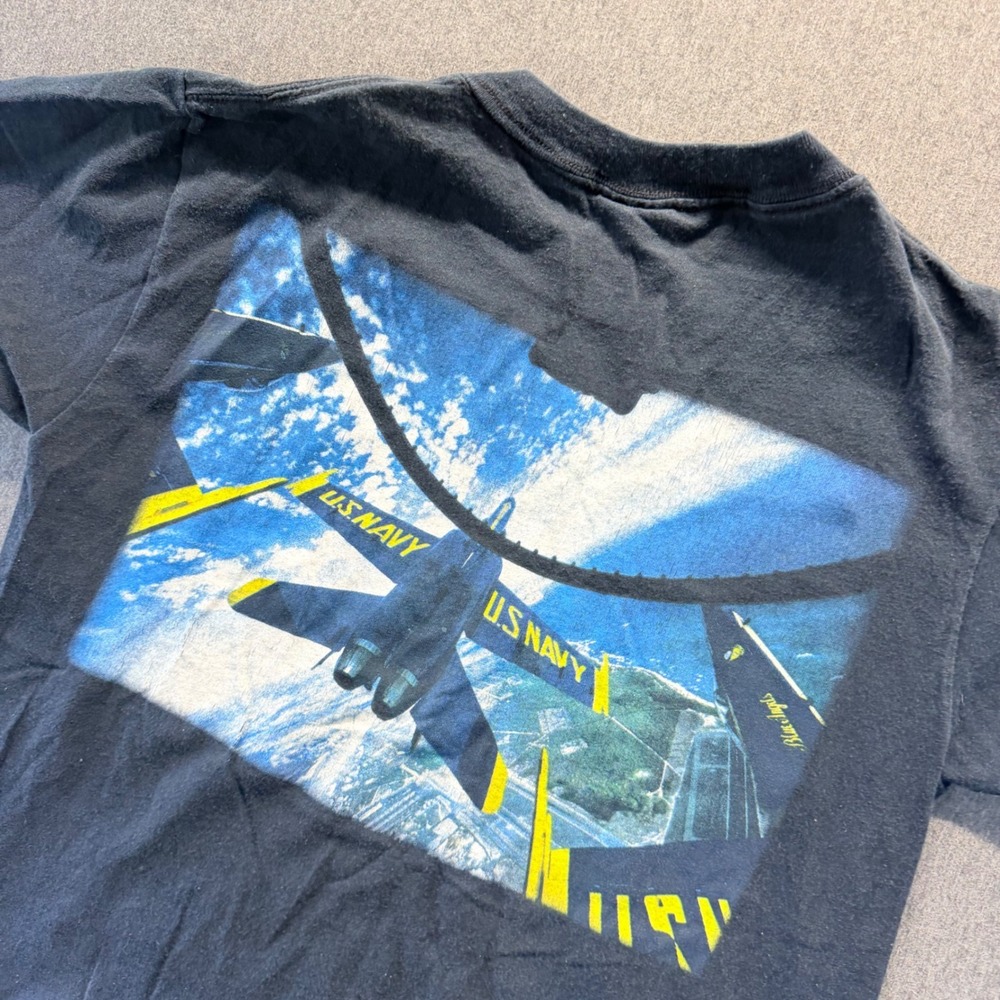 Vintage All Sport Blue Angels US Navy T-Shirt Black Size M Made in USA Graphic
